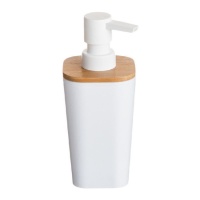 Distributeur de savon blanc en bambou de 17,5 cm