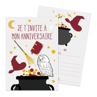 Invitations de Magicien Harry en français - 8 unités