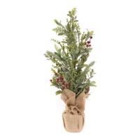 Arbre de Noël décoratif avec pommes de pin et baies de 60 x 26 cm