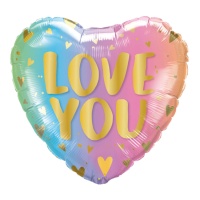 Ballon coeur multicolore Love You de 43 cm