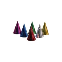 Chapeaux de fête métalliques de couleurs assorties - 6 unités