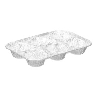 Récipient jetable de 25 x 17 x 3,5 cm pour cupcakes - 4 unités de 6 cavités