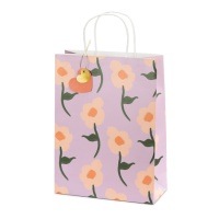 Sac cadeau de 32 x 24 x 10 cm avec des fleurs peintes - 1 unité