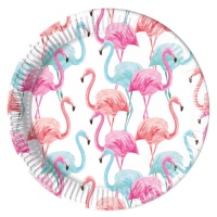 Assiettes de flamants roses de 23 cm - 8 unités