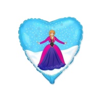 Ballon Princesse des Neiges rousse en forme de coeur de 45 cm - Conver Party