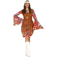 Costume hippie multicolore avec franges pour femme