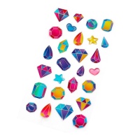 Autocollants 3D de formes de diamants multicolores - 1 feuille