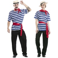 Costume de gondolier avec rayures bleues pour adulte