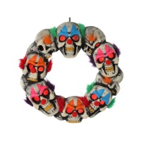 Couronne décorative d'Halloween de clowns - 40 cm