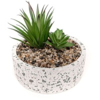 Plante artificielle avec pot large style granit de 20 x 7 cm