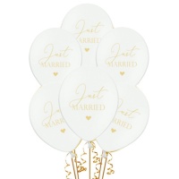 Just married ballon en latex blanc 30 cm - PartyDeco - 50 pcs.