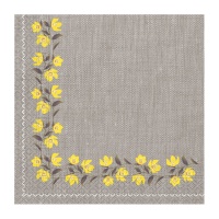 Serviettes de table rustiques à fleurs jaunes 16,5 x 16,5 cm - 20 pcs.