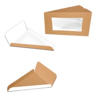 Boîte de 15,5 x 10 x 9 cm pour portion de tarte kraft et base - 1 unité