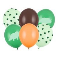 Ballons de Dinosaures verts de 30 cm - 6 unités