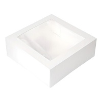 Boîte de 30 x 30 x 9,5 cm pour gâteau blanc avec fenêtre - 5 unités