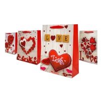 Sac cadeau de 40 x 31 x 12 cm en bois Love - 1 unité