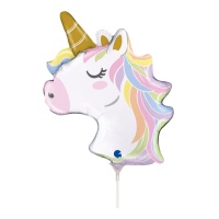 Ballon tête de licorne de 24 x 30 cm - Grabo - 10 unités