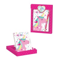 Ensemble cadeau de journal et stylo Licorne