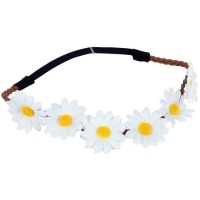 Bandeau hippie de marguerites blanches