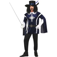 Costume de mousquetaire bleu élégant pour homme