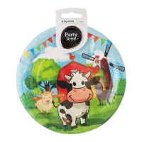 Assiettes d'animaux de ferme heureux de 17 cm - 8 unités