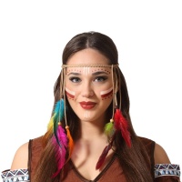 Bandeau indien avec plumes colorées