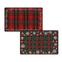 Set de table individuel de 43 x 28 cm à motif tartan de Noël - 1 unité