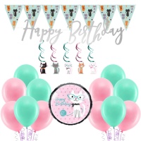 Ensemble de décoration pour fête de chats - 28 pièces