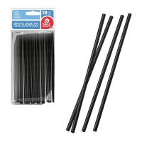 Pailles en plastique noires de 14 cm - Best Products - 20 unités