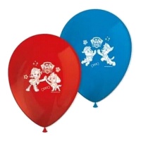 Ballons en latex de La Pat' Patrouille bleus et rouges - Procos - 8 unités