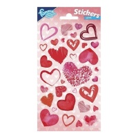 Autocollants de formes coeurs Saint-Valentin - 1 feuille