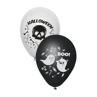 Ballons en latex avec fantômes et crânes d'Halloween de 23 cm - 6 unités