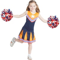 Costume de pom-pom girl bleu et orange pour fille