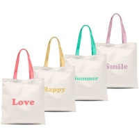 Sac en tissu avec Love, Happy, Summer ou Smile - 1 unité