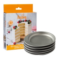 Moules ronds pour layer cake en acier de 18 x 18 x 3,5 cm - Decora - 5 unités