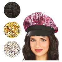 Casquette à sequins avec visière