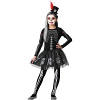 Costume de squelette Catrina brillant pour fille