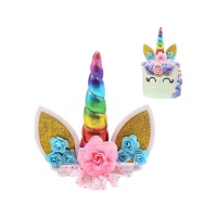 Décoration de gâteau arc-en-ciel en forme de licorne - 1 pièce