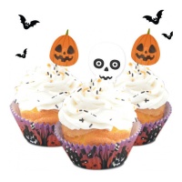 Capsules pour cupcakes avec pics d'Halloween - scrapcooking - 24 unités