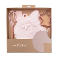 Kit pour gâteau licorne avec ustensiles de 25,5 x 21 x 5 cm - Scrapcooking - 4 pièces