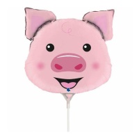 Ballon tête de cochon métallisé de 22 x 22 cm - Grabo - 10 unités