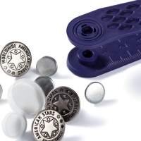 Boutons pour jeans de 1,7 cm American Star avec outil - Prym - 8 unités