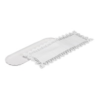 Plateau rectangulaire allongé de 36 x 10 cm en carton avec dentelle - 2 unités