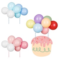 Topper pour gâteau avec ballons de couleurs - 1 unité