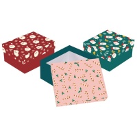 Boîte de design de Noël de 12 x 10 x 6 cm assortie - 1 unité