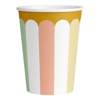 Gobelets de 250 ml Pastel avec bordure dorée - 8 unités