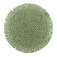 Nappe individuelle de 38 cm vert avec franges - 1 unité