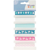 Ruban imprimé de 1 cm en coton floral - Artemio - 6 pièces