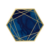 Assiettes hexagonales Navy and Gold de 29 cm - 8 unités