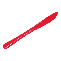 Couteaux en plastique rouge premium de 20 cm - 12 unités